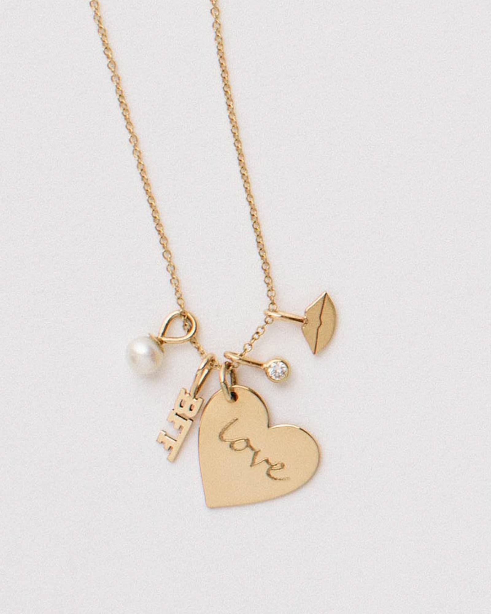 Zoe Chicco-Diamond Charm-Necklaces-14k Yellow Gold, Diamond-Blue Ruby Jewellery-Vancouver Canada