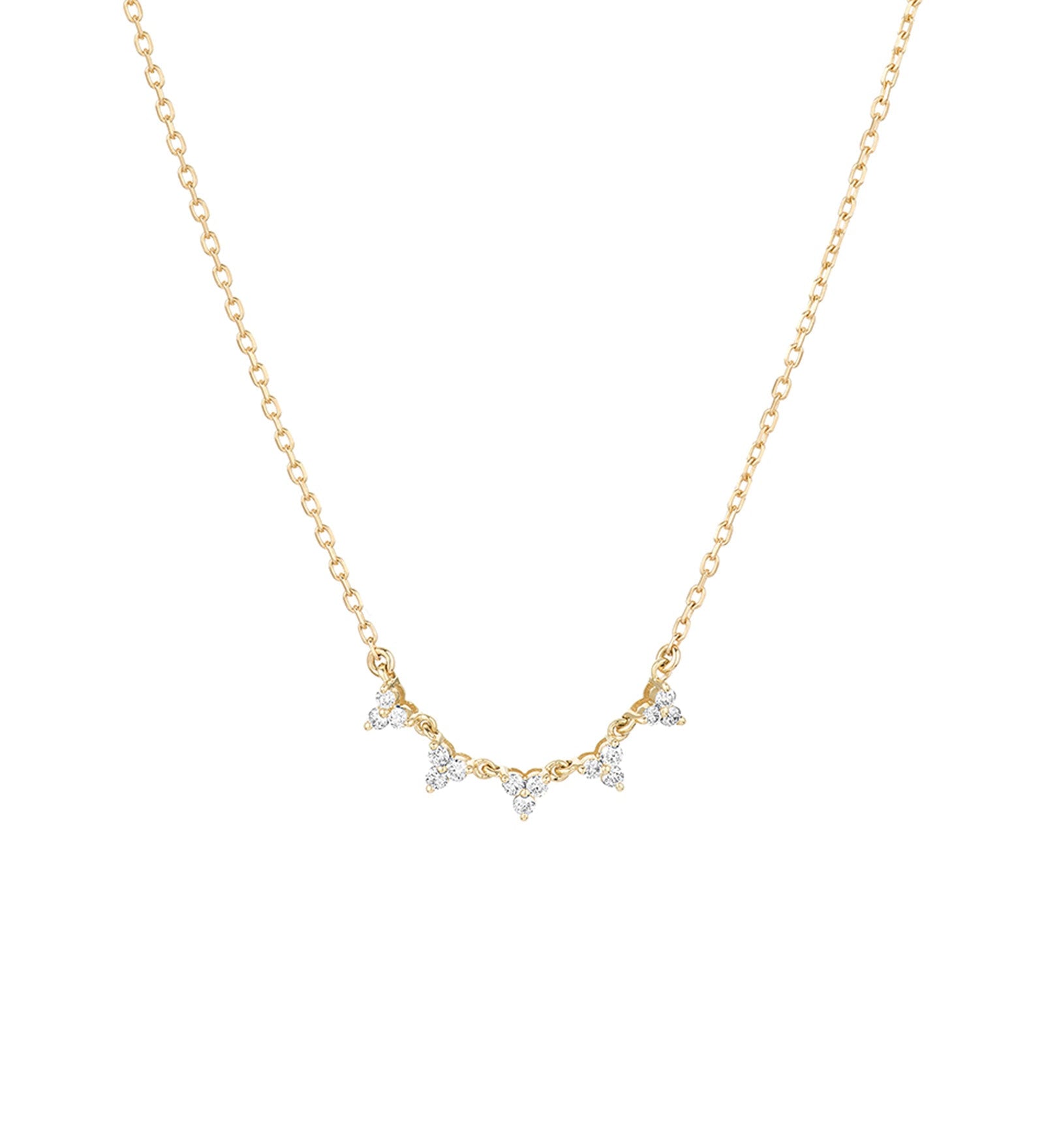 Adina Reyter-Diamond Cluster Chain Necklace-Necklaces-14k Yellow Gold, Diamond-Blue Ruby Jewellery-Vancouver Canada