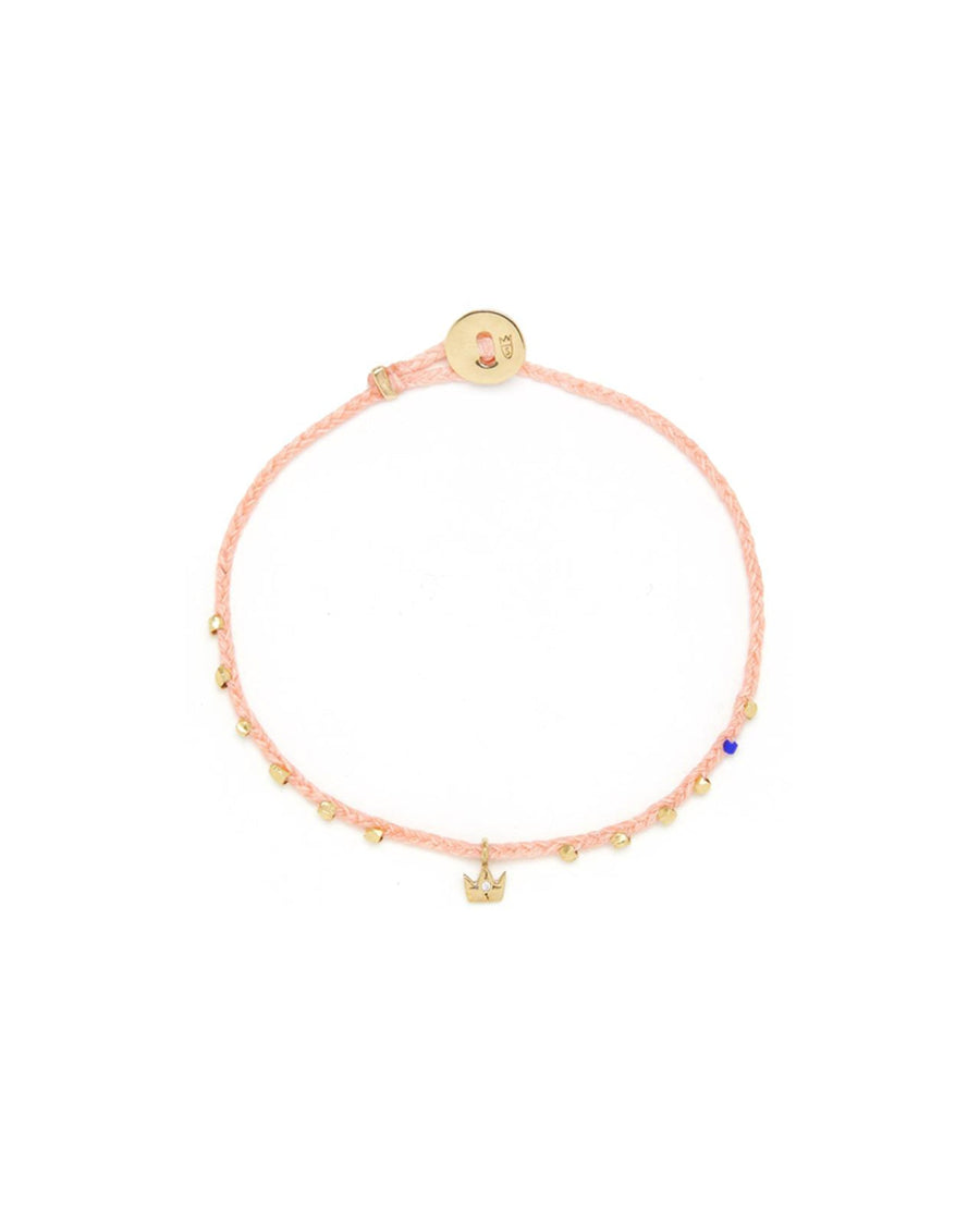 Scosha-Diamond Crown Charm Bracelet-Bracelets-14k Gold Vermeil, Coral, Diamond-Crown-Blue Ruby Jewellery-Vancouver Canada