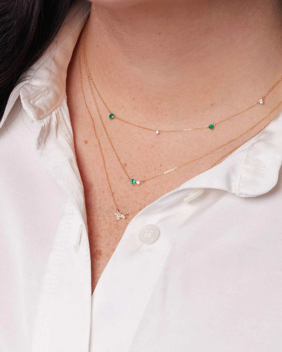 Adina Reyter-Diamond Emerald Amigos Necklace-Necklaces-14k Yellow Gold, Diamond-Blue Ruby Jewellery-Vancouver Canada