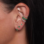 Adina Reyter-Diamond + Emerald Trio Huggie Hoops-Earrings-14k Yellow Gold, Diamond-Blue Ruby Jewellery-Vancouver Canada