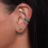 Adina Reyter-Diamond + Emerald Trio Huggie Hoops-Earrings-14k Yellow Gold, Diamond-Blue Ruby Jewellery-Vancouver Canada