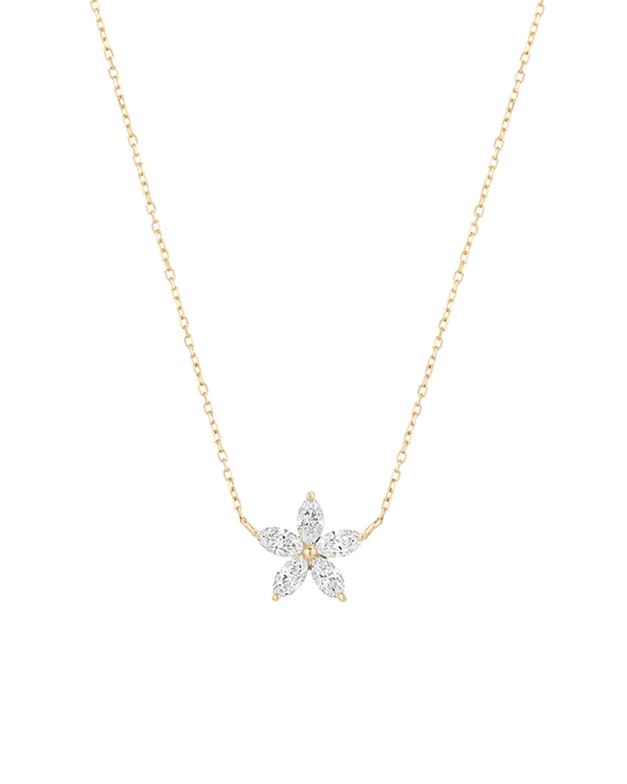 Adina Reyter-Diamond Flower Necklace-Necklaces-14k Yellow Gold, Diamond-Blue Ruby Jewellery-Vancouver Canada