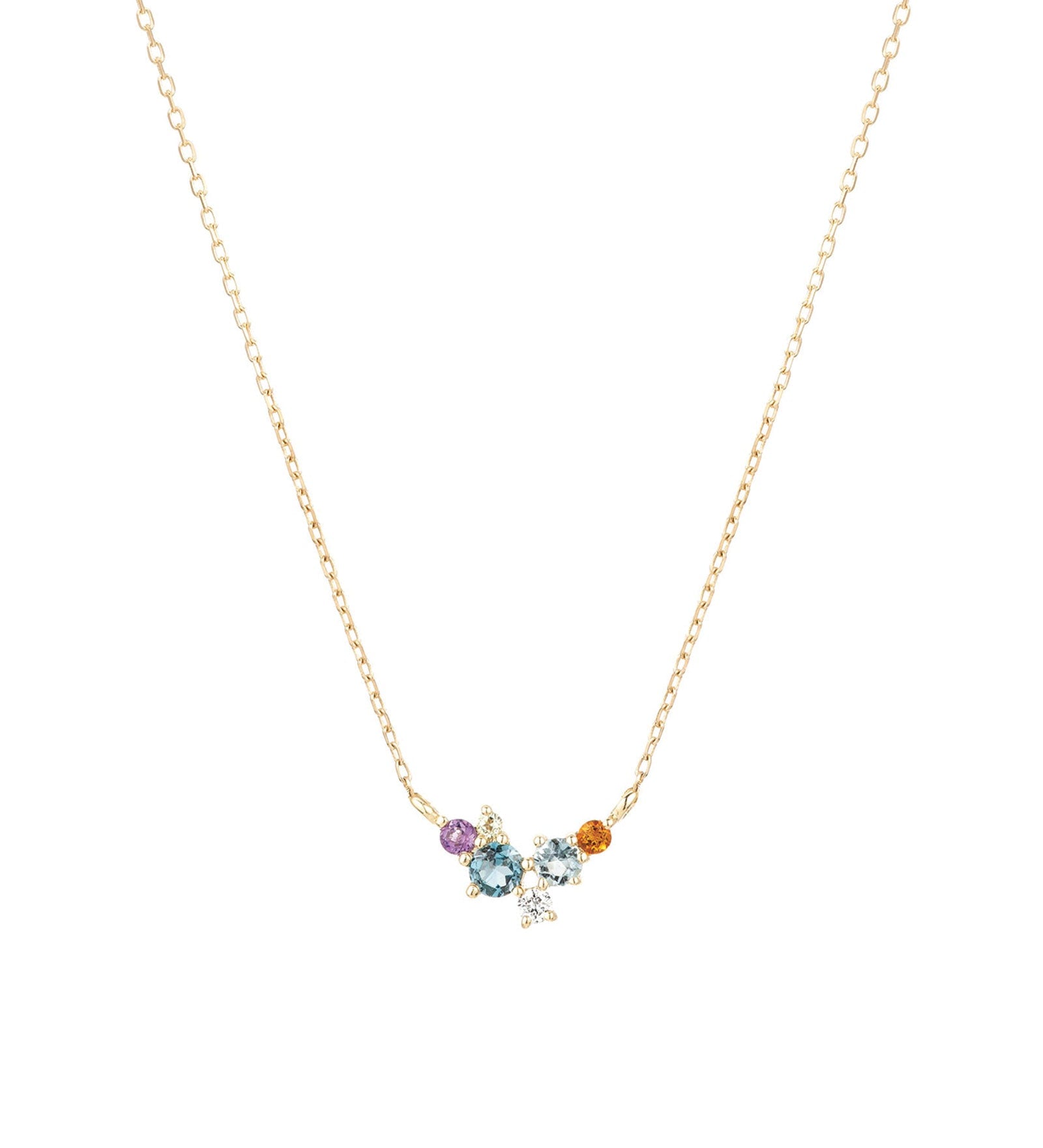Adina Reyter-Diamond + Gemstone Bubbles Necklace-Necklaces-14k Yellow Gold, Diamond-Blue Ruby Jewellery-Vancouver Canada