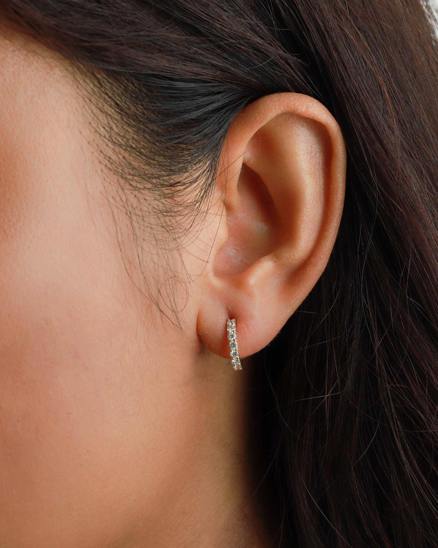 Diamond Huggies-Earrings-Goldhive-14k Yellow Gold-Blue Ruby Jewellery-Vancouver-Canada