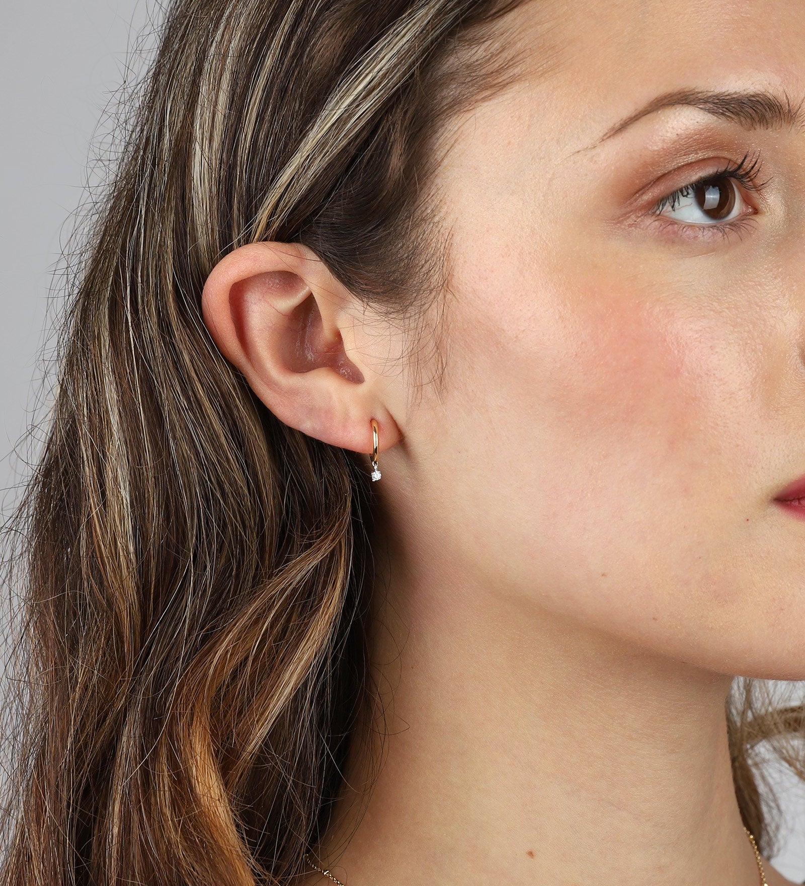 Adina Reyter-Diamond Prong Drop Huggies-Earrings-14k Yellow Gold, Sterling Silver-Blue Ruby Jewellery-Vancouver Canada