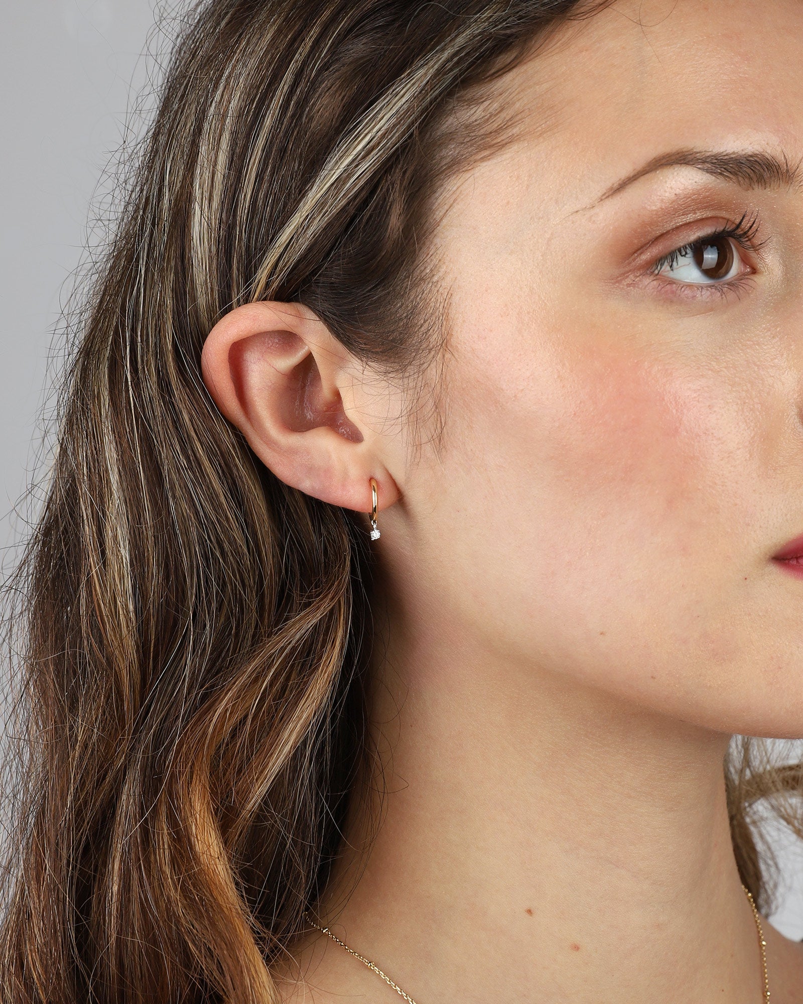 Adina Reyter-Diamond Prong Drop Huggies-Earrings-14k Yellow Gold, Sterling Silver-Blue Ruby Jewellery-Vancouver Canada