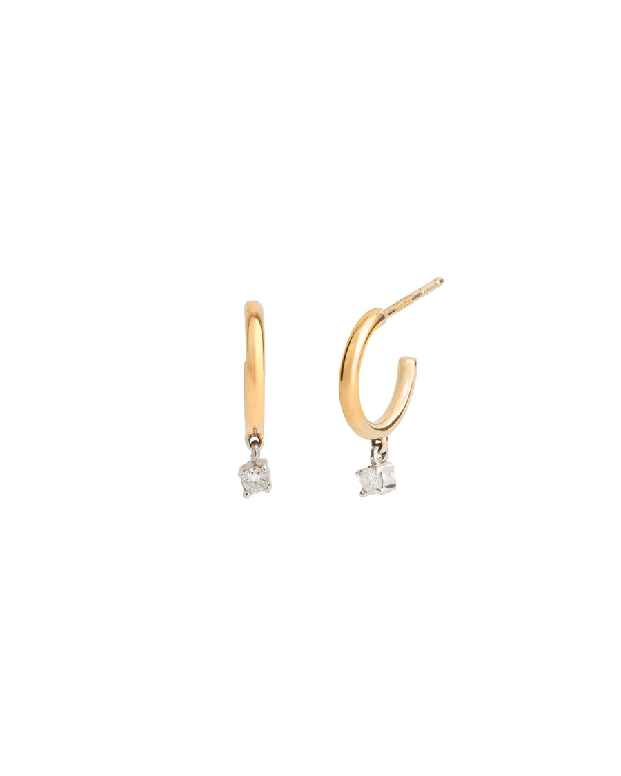 Adina Reyter-Diamond Prong Drop Huggies-Earrings-14k Yellow Gold, Sterling Silver-Blue Ruby Jewellery-Vancouver Canada