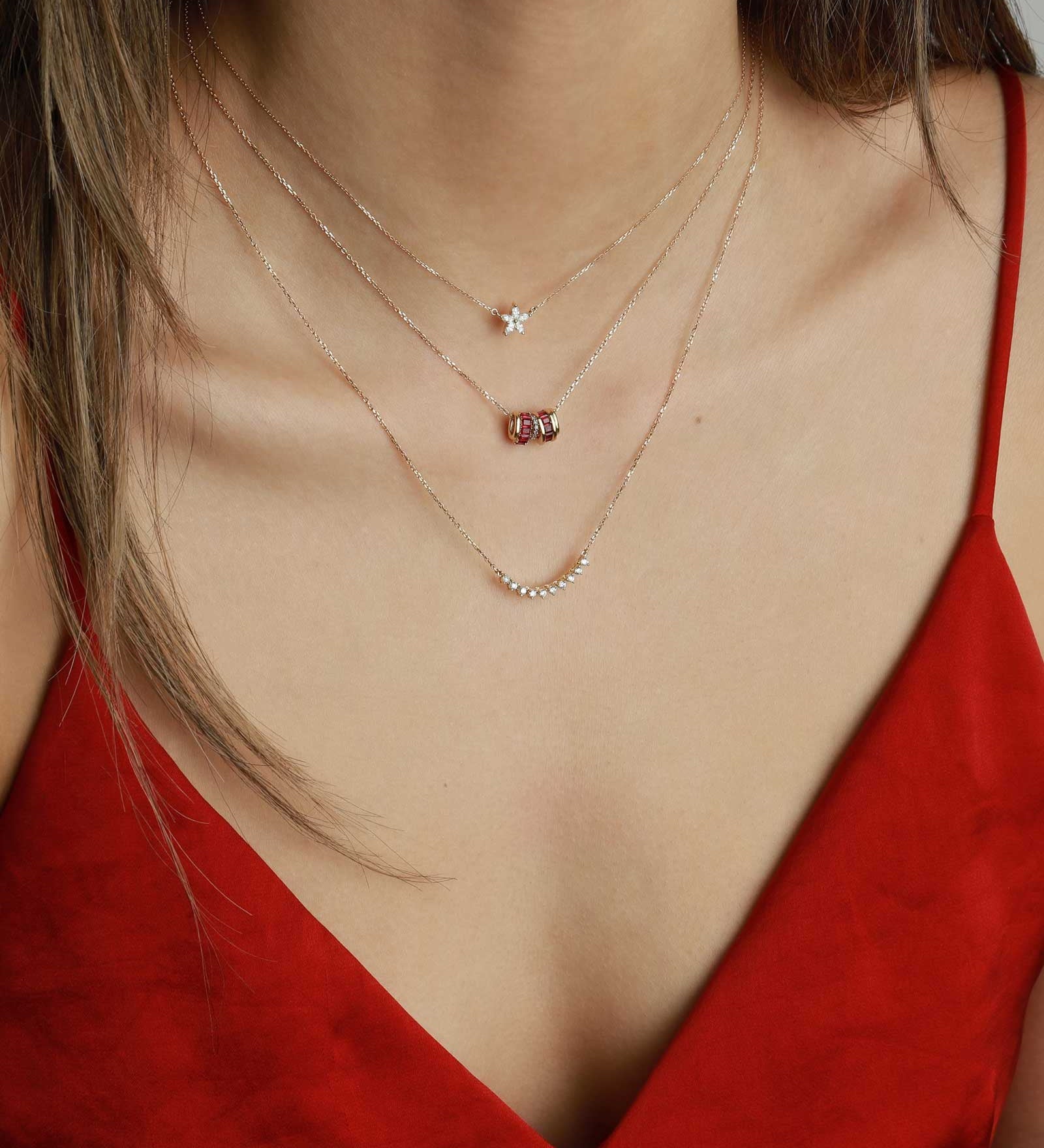 Adina Reyter-Diamond Rounds Chain Necklace-Necklaces-14k Yellow Gold, Diamond-Blue Ruby Jewellery-Vancouver Canada