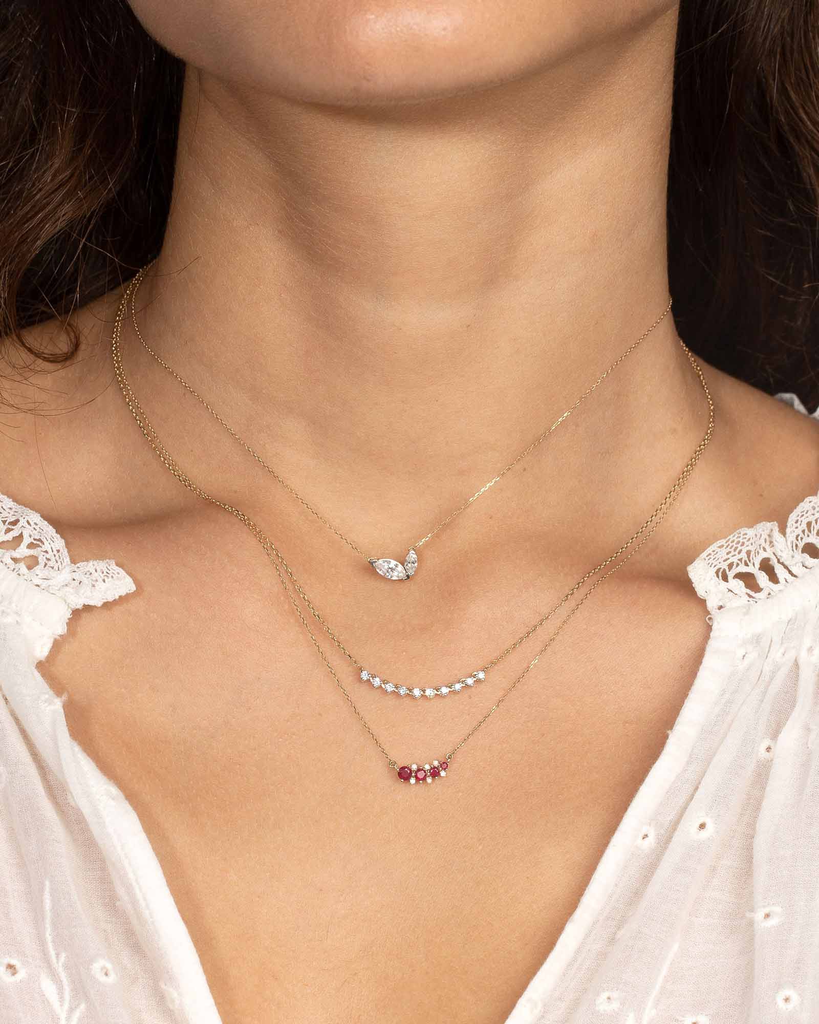 Adina Reyter-Diamond Rounds Chain Necklace-Necklaces-14k Yellow Gold, Diamond-Blue Ruby Jewellery-Vancouver Canada