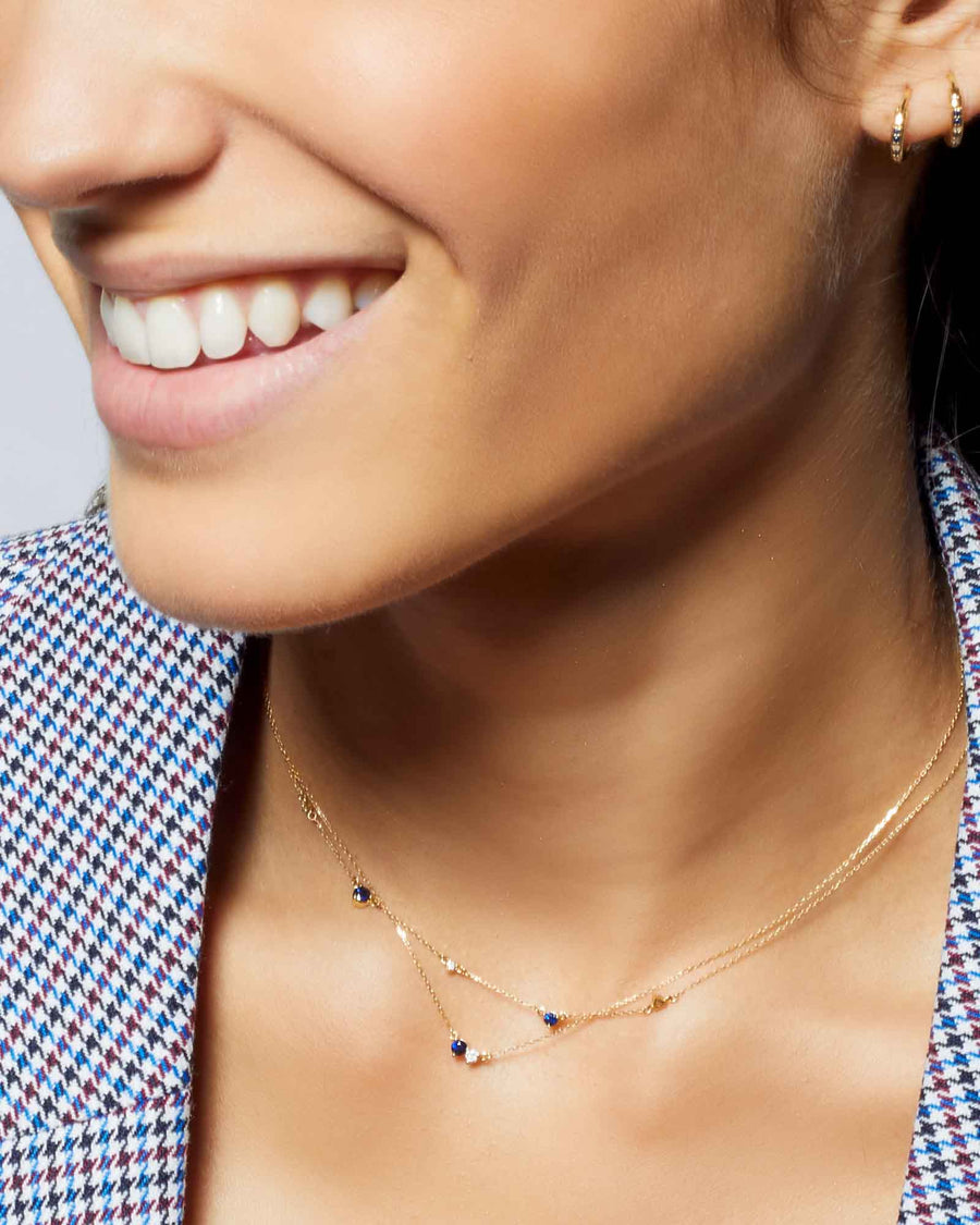 Adina Reyter-Diamond Sapphire Amigos Necklace-Necklaces-14k Yellow Gold, Sapphire, Diamond-Blue Ruby Jewellery-Vancouver Canada