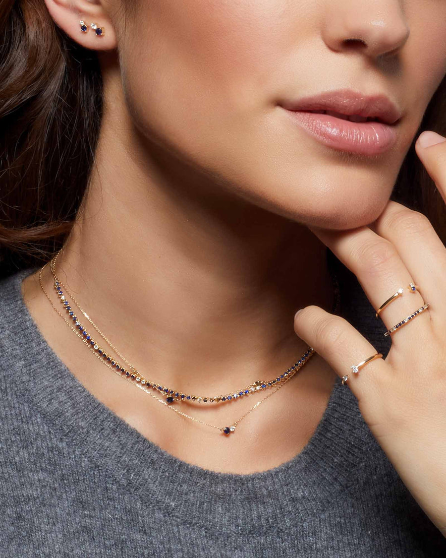 Adina Reyter-Diamond Sapphire Amigos Necklace-Necklaces-14k Yellow Gold, Sapphire, Diamond-Blue Ruby Jewellery-Vancouver Canada