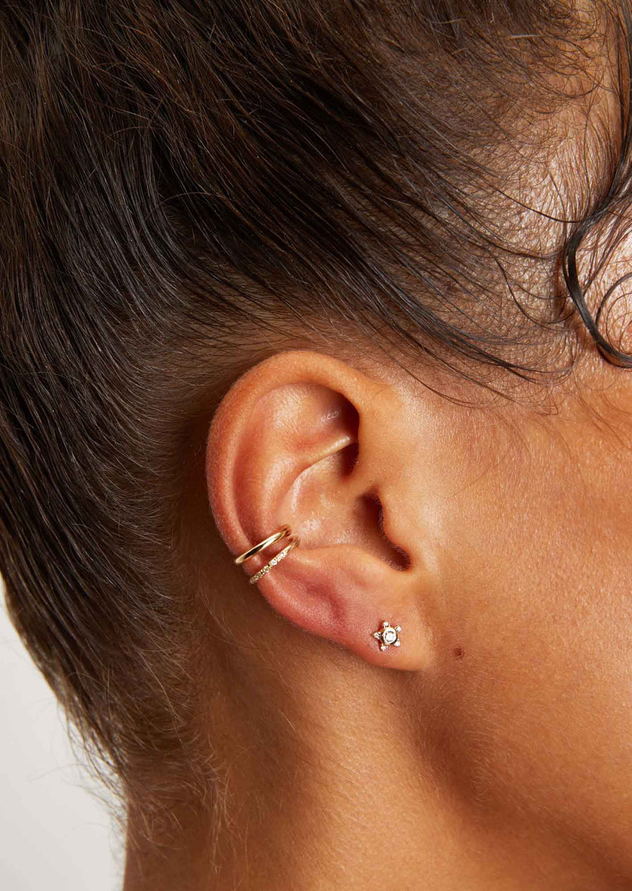 Scosha-Diamond Star Stud-Earrings-10k Yellow Gold, Diamond-Star-Blue Ruby Jewellery-Vancouver Canada