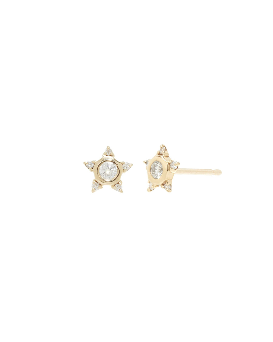 Scosha-Diamond Star Stud-Earrings-10k Yellow Gold, Diamond-Star-Blue Ruby Jewellery-Vancouver Canada