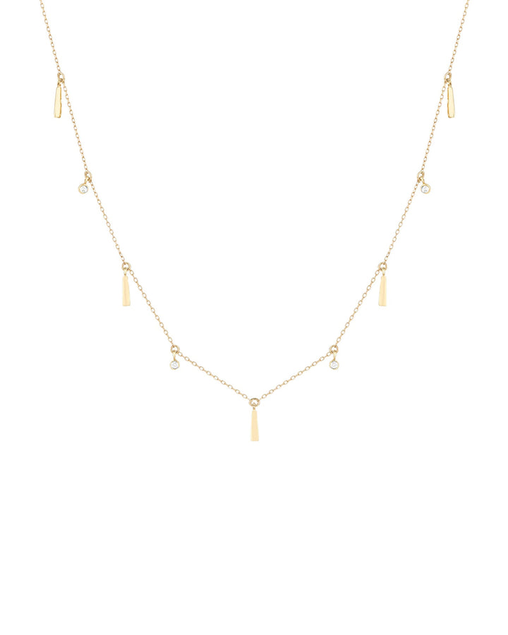 Adina Reyter-Diamond Station Fringe Necklace-Necklaces-14k Yellow Gold, Diamond-Blue Ruby Jewellery-Vancouver Canada
