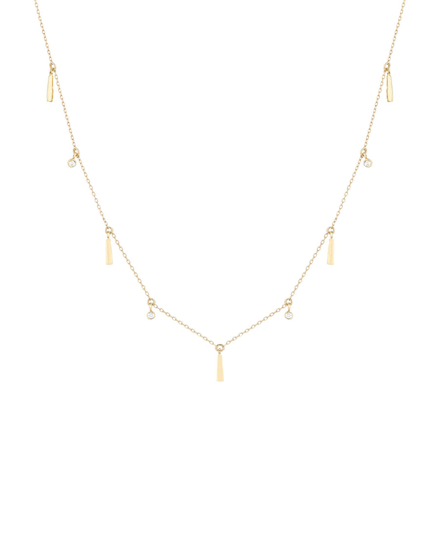 Adina Reyter-Diamond Station Fringe Necklace-Necklaces-14k Yellow Gold, Diamond-Blue Ruby Jewellery-Vancouver Canada