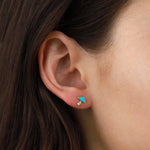Diamond Stone Mushroom Studs-Earrings-Goldhive-14k Yellow Gold-Turquoise-Blue Ruby Jewellery-Vancouver-Canada