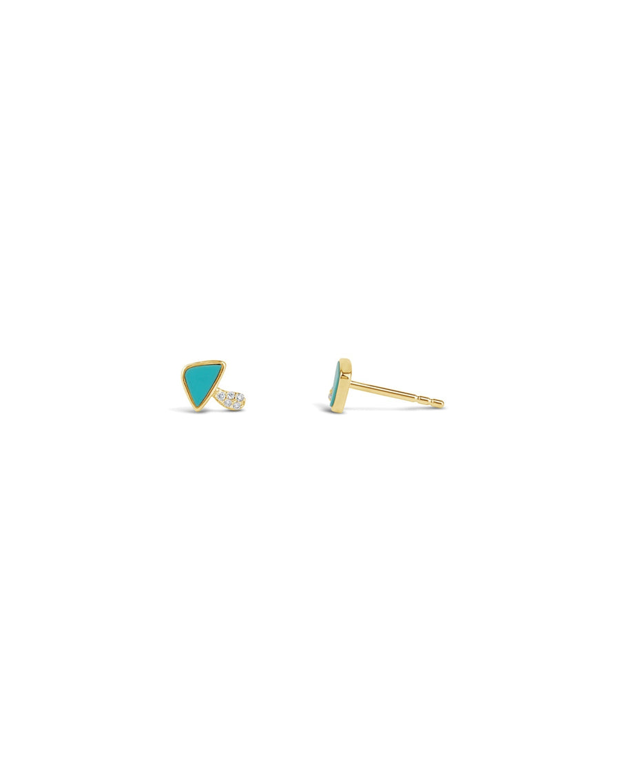 Diamond Stone Mushroom Studs-Earrings-Goldhive-14k Yellow Gold-Turquoise-Blue Ruby Jewellery-Vancouver-Canada