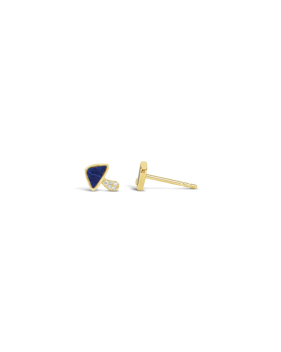 Diamond Stone Mushroom Studs-Earrings-Goldhive-14k Yellow Gold-Turquoise-Blue Ruby Jewellery-Vancouver-Canada