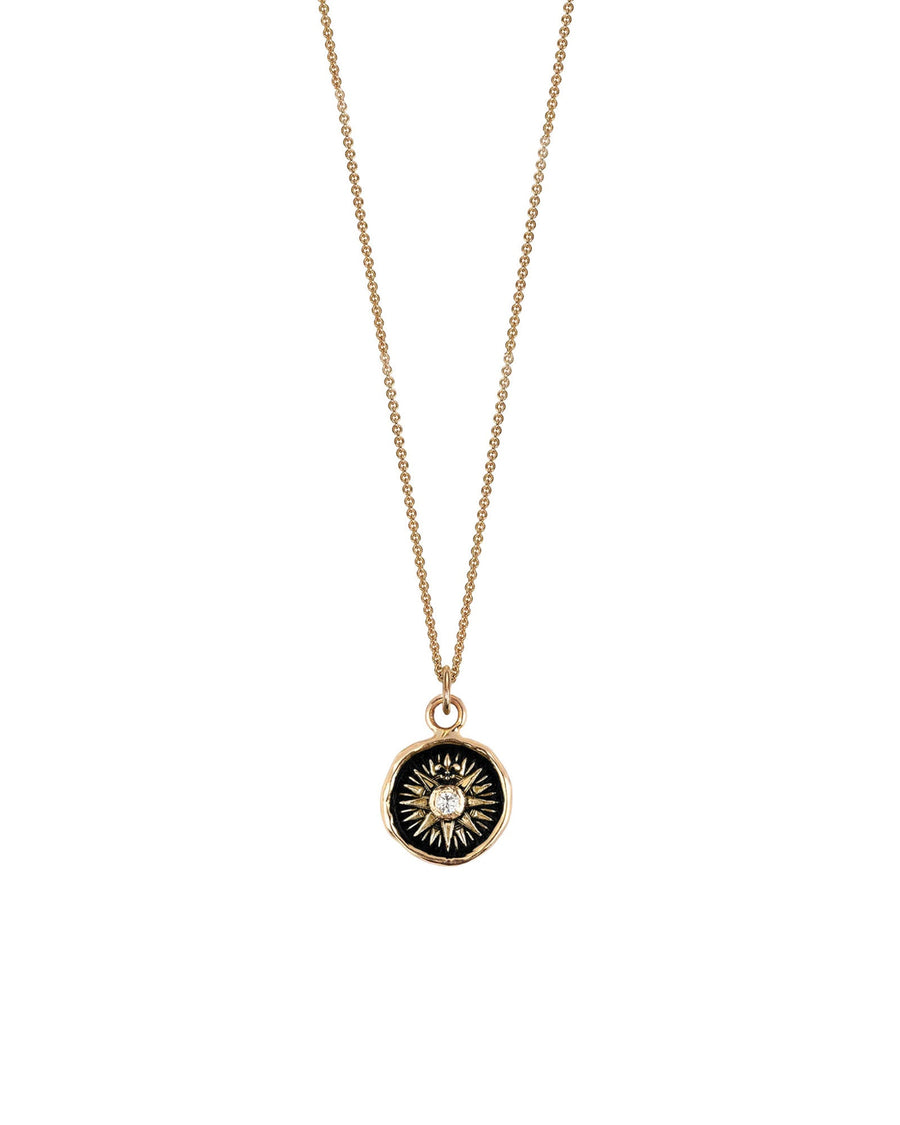 Pyrrha-Direction 14k Diamond Set Talisman-Necklaces-14k Yellow Gold, Diamond-Blue Ruby Jewellery-Vancouver Canada