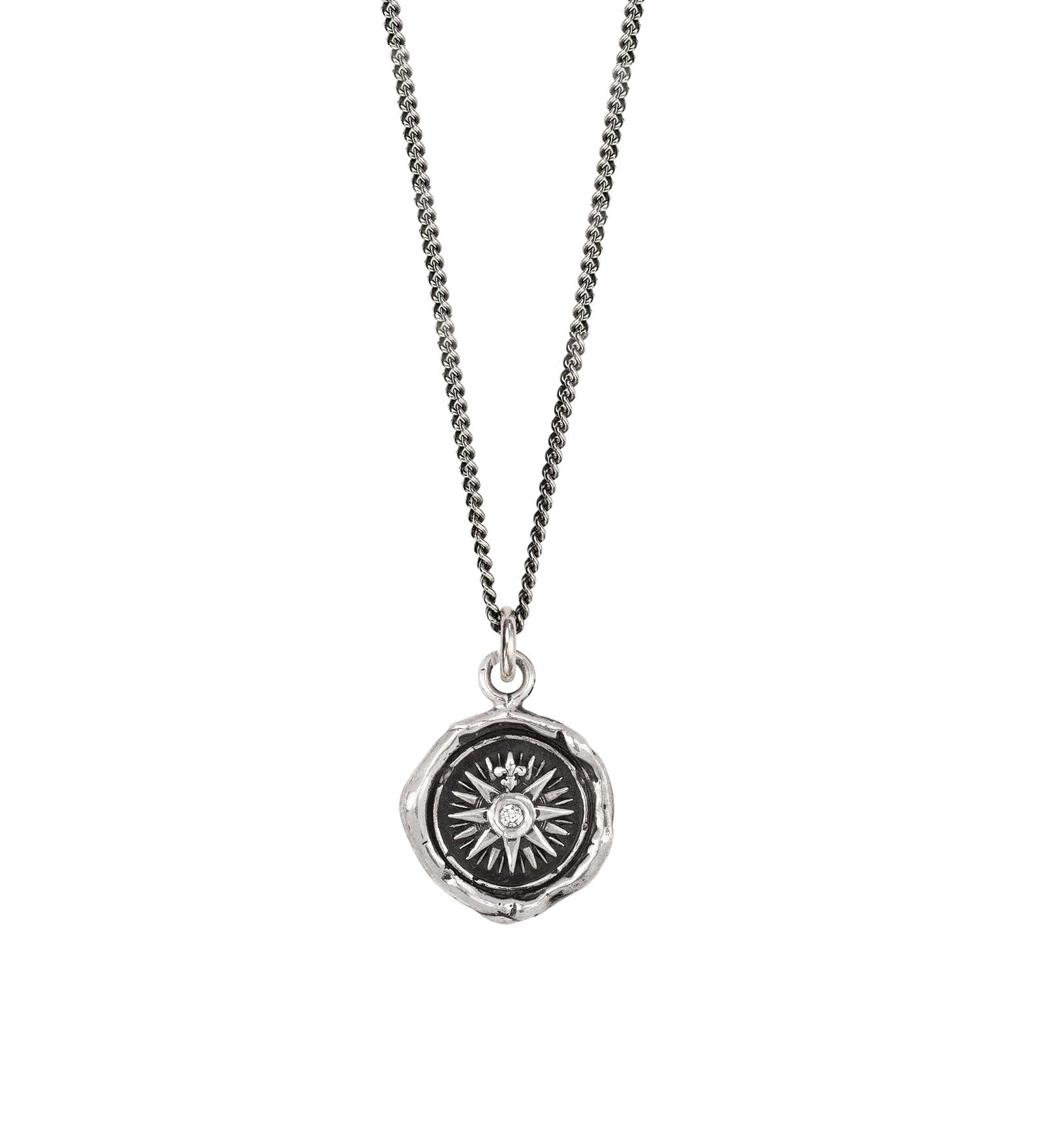 Direction Talisman-Oxidized Sterling Silver, Diamond-Blue Ruby Jewellery-Vancouver Canada