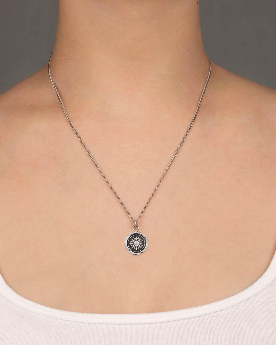 Pyrrha-Direction Talisman-Necklaces-Oxidized Sterling Silver-Blue Ruby Jewellery-Vancouver Canada