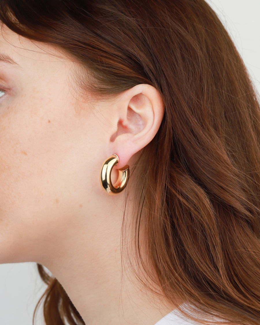 Martha Calvo-Donut Hoops-Earrings-14k Gold Plated-Blue Ruby Jewellery-Vancouver Canada