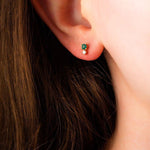 Quiet Icon-Double Emerald CZ Stud-Earrings-14k Gold Vermeil, Cubic Zirconia-Blue Ruby Jewellery-Vancouver Canada