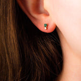 Quiet Icon-Double Emerald CZ Stud-Earrings-14k Gold Vermeil, Cubic Zirconia-Blue Ruby Jewellery-Vancouver Canada