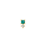 Quiet Icon-Double Emerald CZ Stud-Earrings-14k Gold Vermeil, Cubic Zirconia-Blue Ruby Jewellery-Vancouver Canada