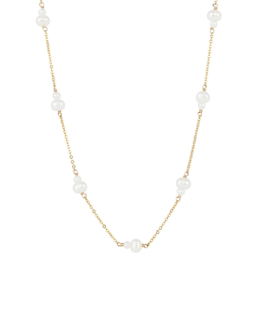 Poppy Rose-Double Pearl Station Necklace-Necklaces-14k Gold Filled, White Pearl-Blue Ruby Jewellery-Vancouver Canada