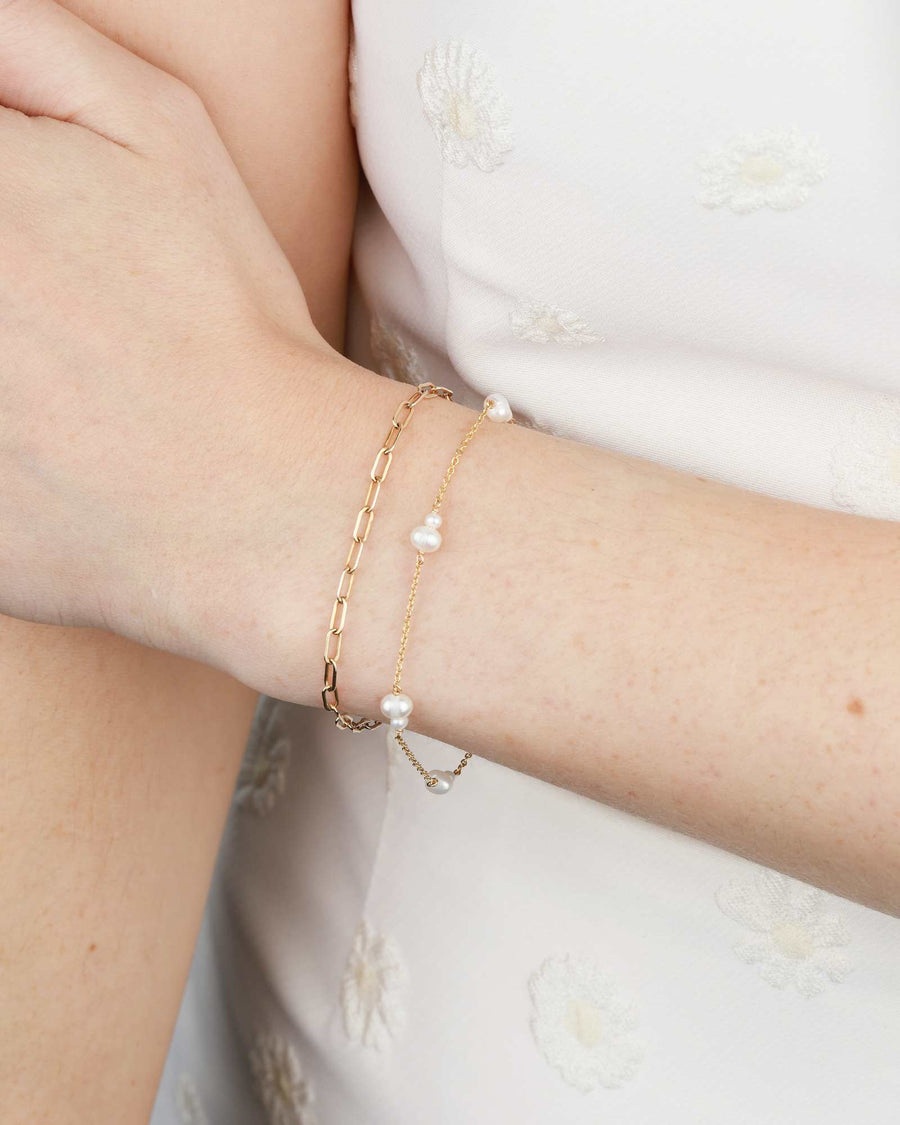 Poppy Rose-Double Station Pearl Bracelet-Bracelets-14k Gold Filled, Freshwater Pearls-Blue Ruby Jewellery-Vancouver Canada