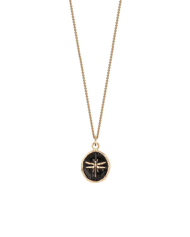 Pyrrha-Dragonfly 14k Gold Talisman-Necklaces-14k Yellow Gold-Blue Ruby Jewellery-Vancouver Canada