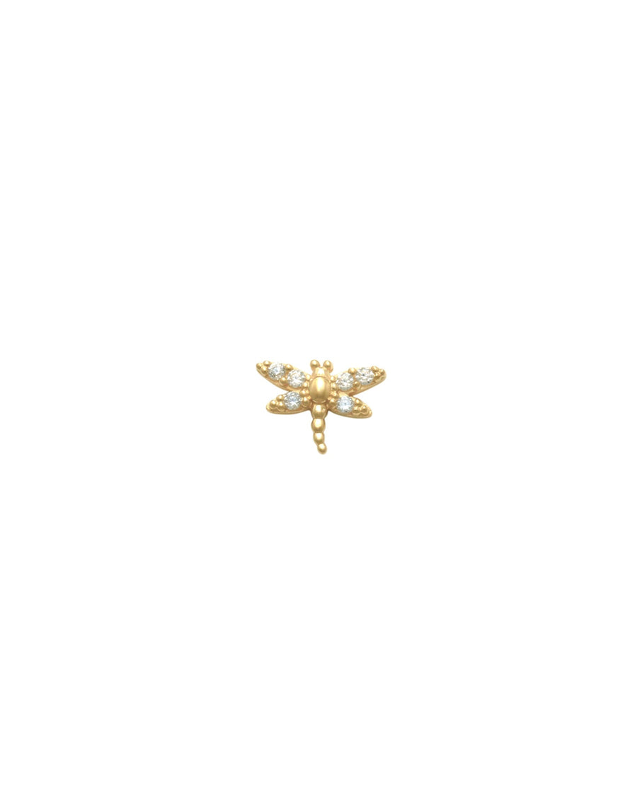 Valley of the Fine-Dragonfly CZ Stud-Earrings-10k Yellow Gold, Cubic Zirconia-Blue Ruby Jewellery-Vancouver Canada
