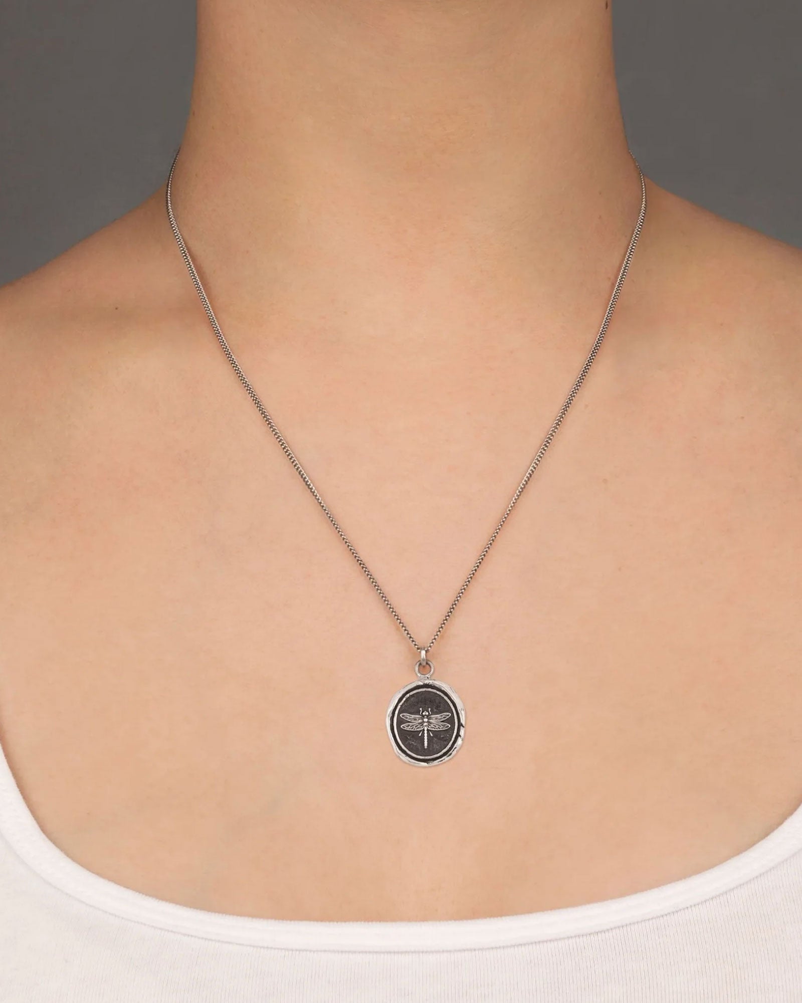 Dragonfly Talisman-Oxidized Sterling Silver-Blue Ruby Jewellery-Vancouver Canada