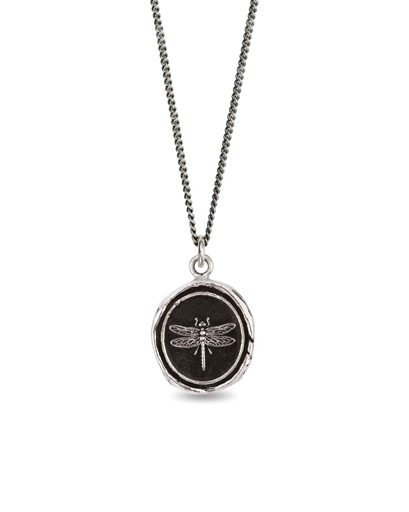 Dragonfly Talisman-Oxidized Sterling Silver-Blue Ruby Jewellery-Vancouver Canada