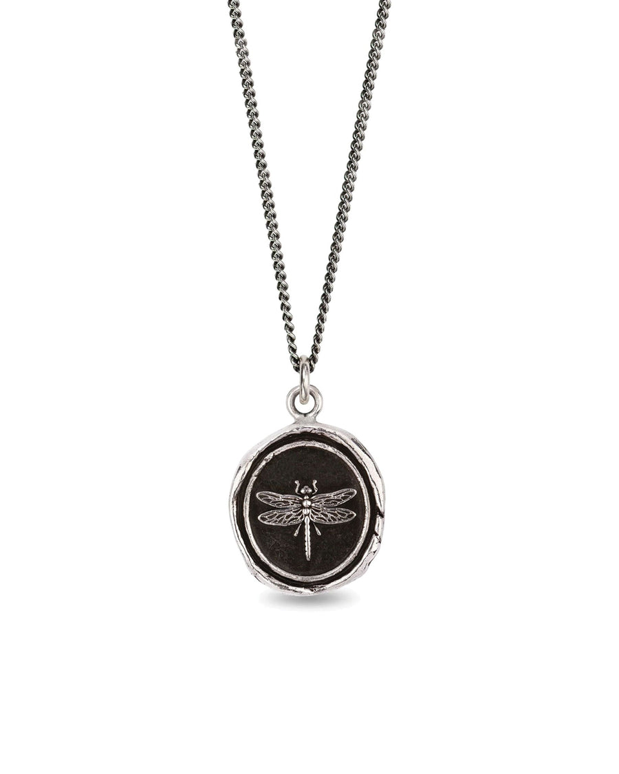 Pyrrha-Dragonfly Talisman-Necklaces-Oxidized Sterling Silver-Blue Ruby Jewellery-Vancouver Canada