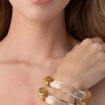 Alexis Bittar-Dream Rain Small Hinge Bracelet-Bracelets-14k Gold Plated, Clear Lucite-Blue Ruby Jewellery-Vancouver Canada