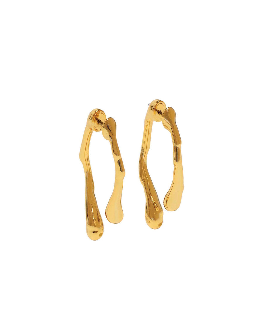 Alexis Bittar-Drippy Gold Front Back Studs-Earrings-14k Gold Plated-Blue Ruby Jewellery-Vancouver Canada