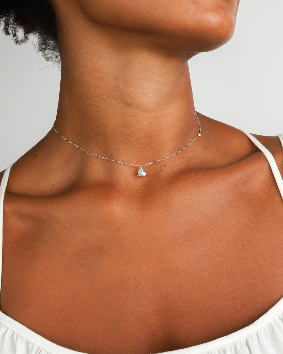 Quiet Icon-Drop Heart Necklace-Necklaces-14k Gold Vermeil, Cubic Zirconia-Blue Ruby Jewellery-Vancouver Canada