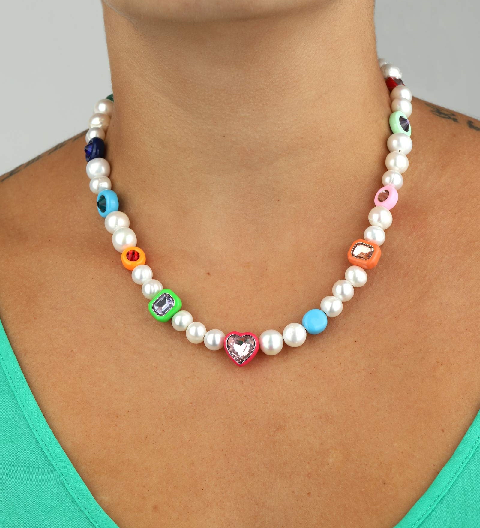 Martha Calvo-Dua Necklace-Necklaces-14k Gold Plated, Freshwater Pearls-Blue Ruby Jewellery-Vancouver Canada