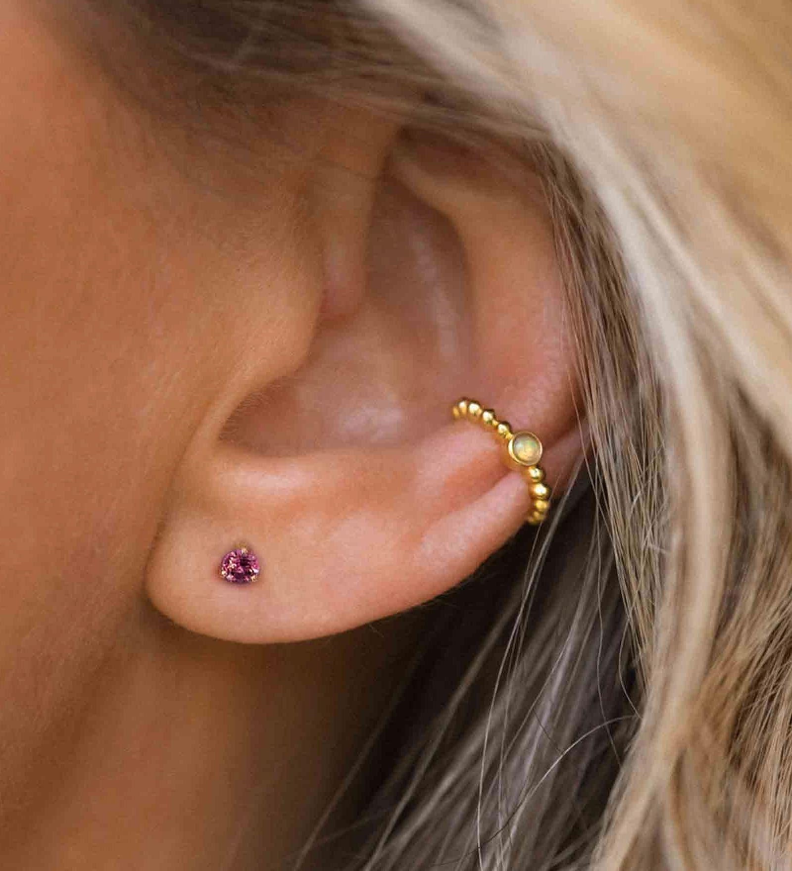Leah Alexandra-Element Studs-Earrings-14k Gold Vermeil, Garnet-Blue Ruby Jewellery-Vancouver Canada
