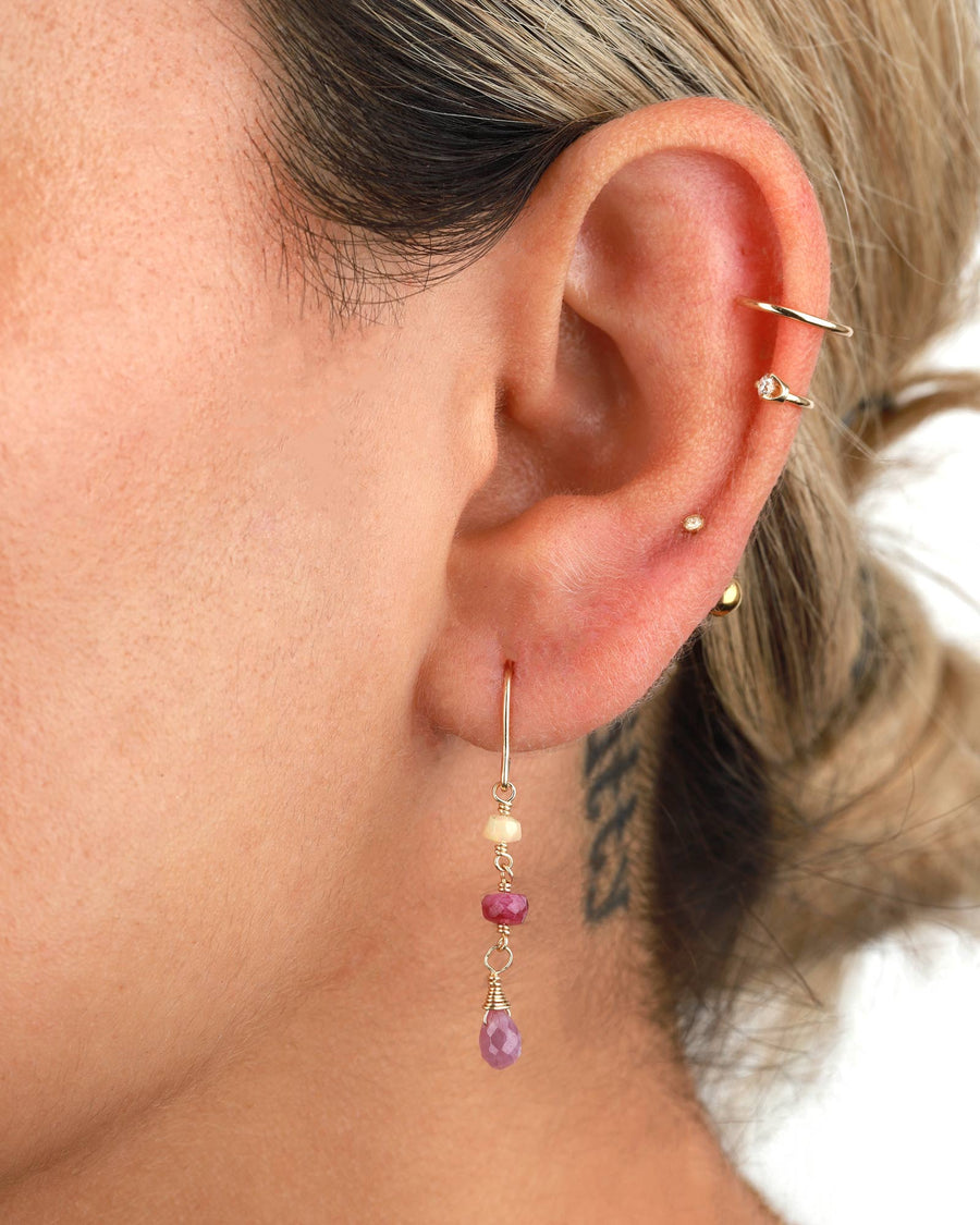 Poppy Rose-Elle Hooks-Earrings-14k Gold-fill, Pink Sapphire, Ruby and Opal-Blue Ruby Jewellery-Vancouver Canada