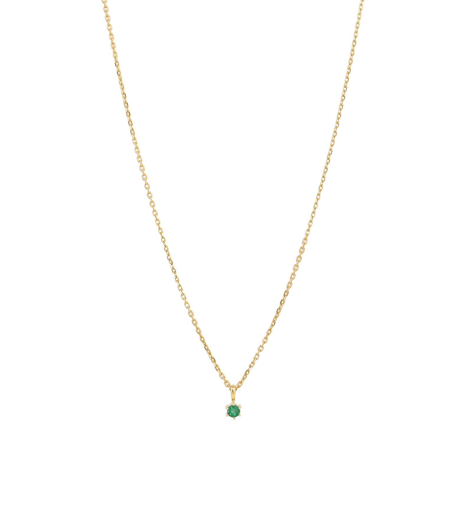 Tashi-Emerald 6 Prong Necklace-Necklaces-14k Gold Vermeil, Cubic Zirconia-Blue Ruby Jewellery-Vancouver Canada