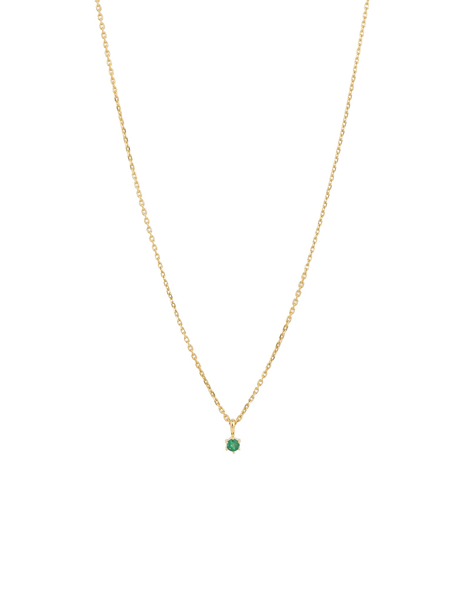 Tashi-Emerald 6 Prong Necklace-Necklaces-14k Gold Vermeil, Cubic Zirconia-Blue Ruby Jewellery-Vancouver Canada