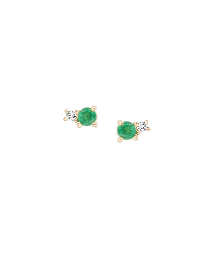 Adina Reyter-Emerald + Diamond Amigos Studs-Earrings-14k Yellow Gold, Diamond-Blue Ruby Jewellery-Vancouver Canada