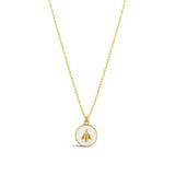 La Vie Parisienne-Enamel Bee Necklace-Necklaces-14k Gold Plated, White Enamel-Blue Ruby Jewellery-Vancouver Canada