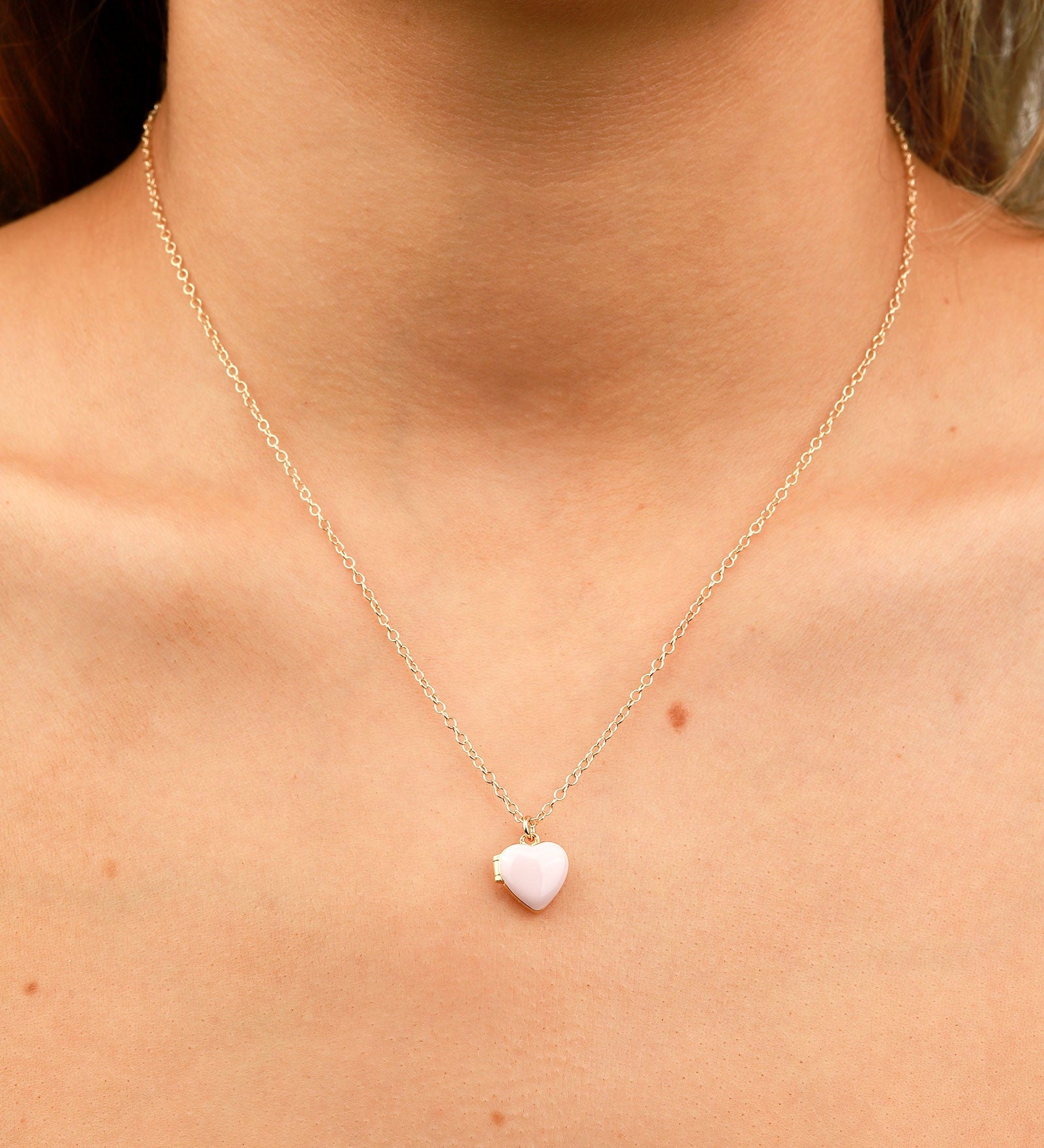 Kris Nations-Enamel Heart Locket-Necklaces-18k Gold Vermeil, Pink Enamel-Blue Ruby Jewellery-Vancouver Canada