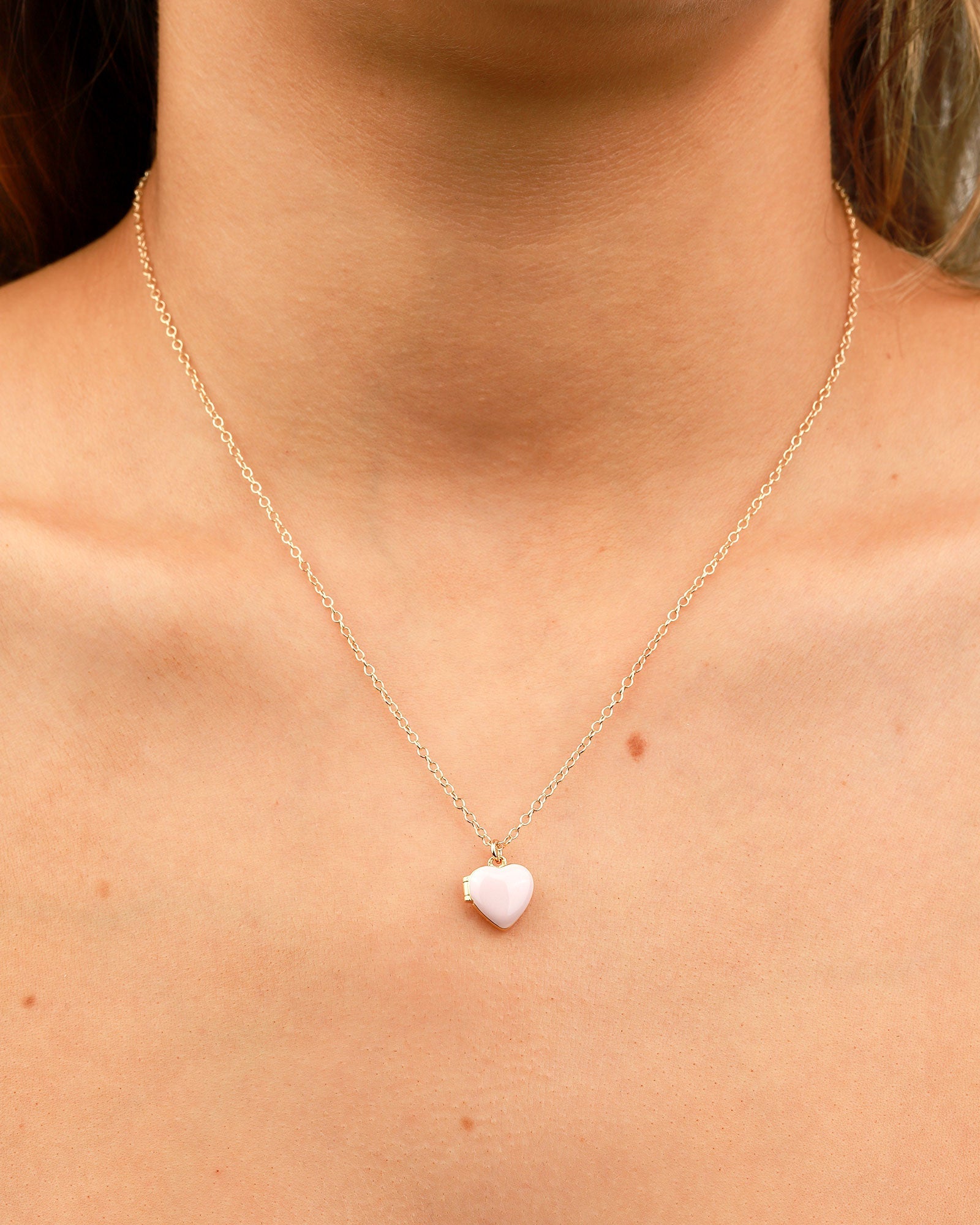 Kris Nations-Enamel Heart Locket-Necklaces-18k Gold Vermeil, Pink Enamel-Blue Ruby Jewellery-Vancouver Canada