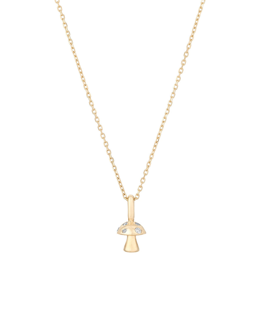 Adina Reyter-Enchanted Diamond Mushroom Necklace-Necklaces-14k Yellow Gold, Diamond-Blue Ruby Jewellery-Vancouver Canada
